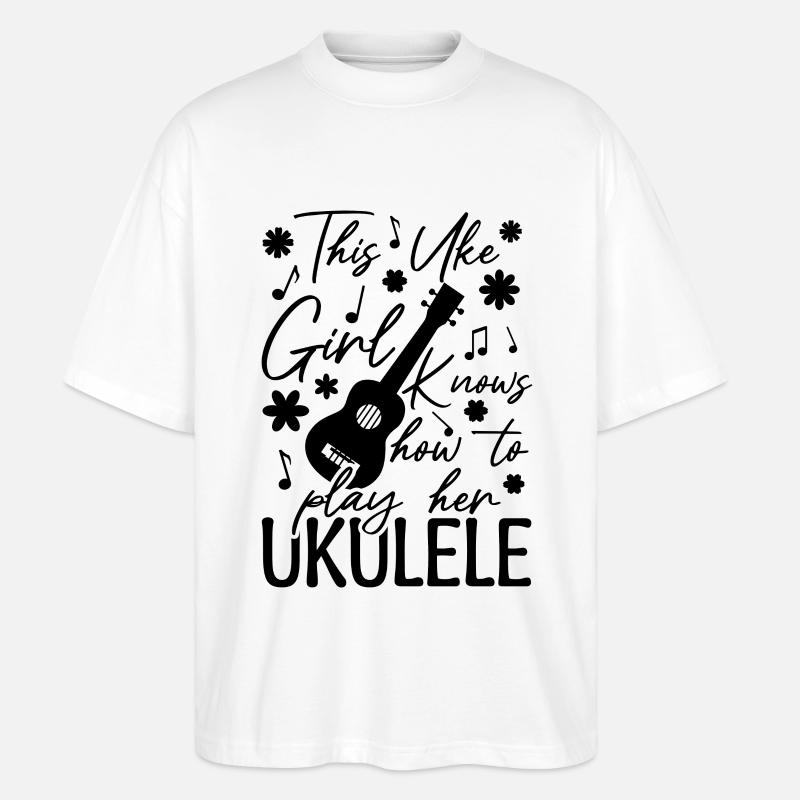 Ukulele Mädchen - Stanley/Stella Oversized Unisex Bio T-Shirt Blaster 2.0 - Weiß