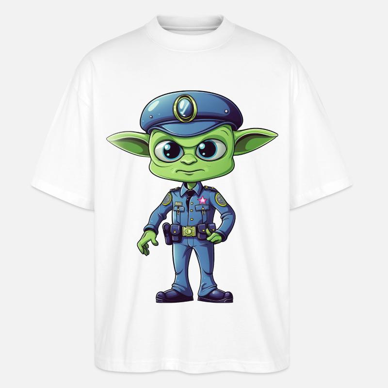 Polizei Alien - Stanley/Stella Oversized Unisex Bio T-Shirt Blaster 2.0 - Weiß