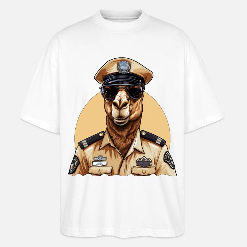 Kamel Polizist - Stanley/Stella Oversized Unisex Bio T-Shirt Blaster 2.0 - Weiß