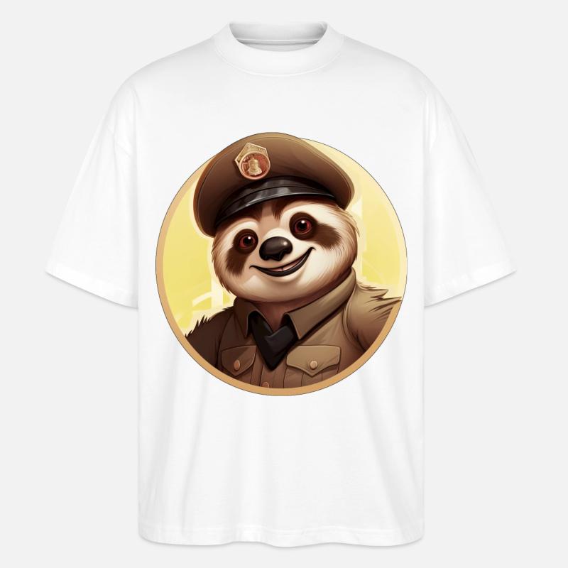 Polizei Faultier - Stanley/Stella Oversized Unisex Bio T-Shirt Blaster 2.0 - Weiß