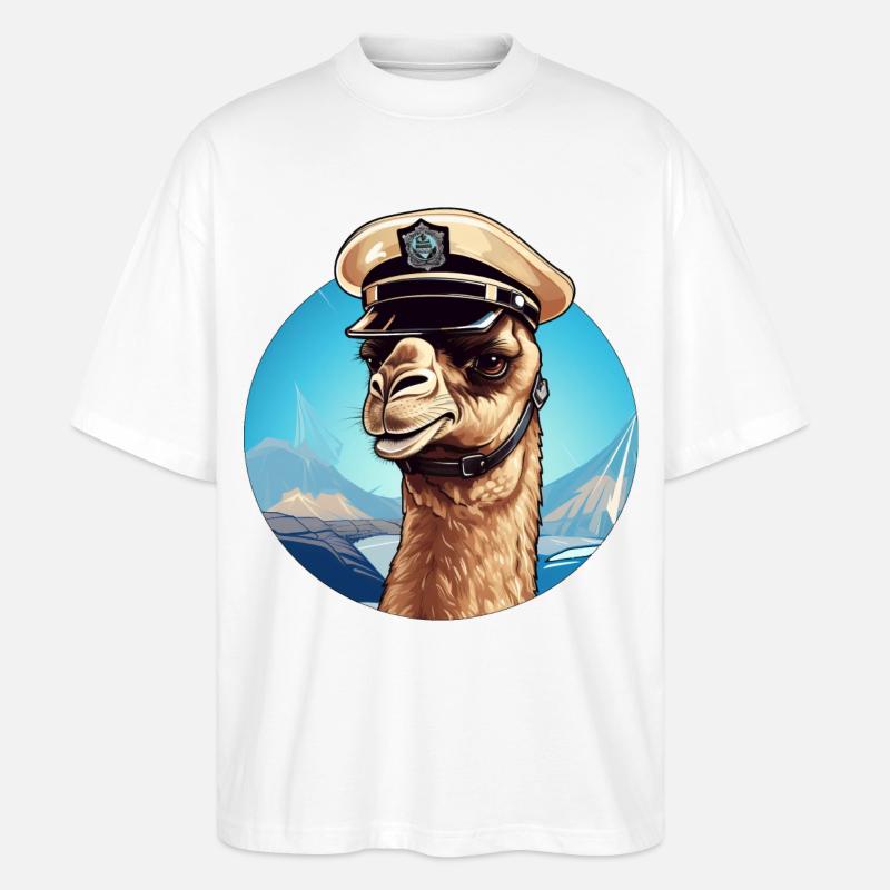 Kamel Polizist - Stanley/Stella Oversized Unisex Bio T-Shirt Blaster 2.0 - Weiß