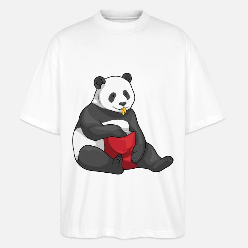 Panda Chips Chipstüte - Stanley/Stella Oversized Unisex Bio T-Shirt Blaster 2.0 - Weiß