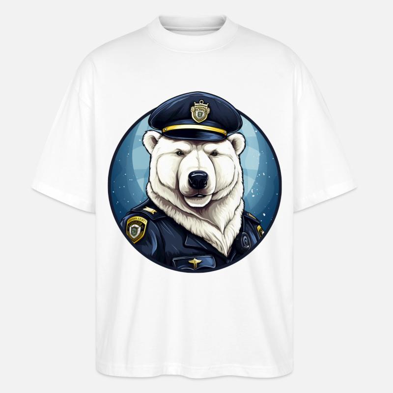 Eisbären Polizei - Stanley/Stella Oversized Unisex Bio T-Shirt Blaster 2.0 - Weiß