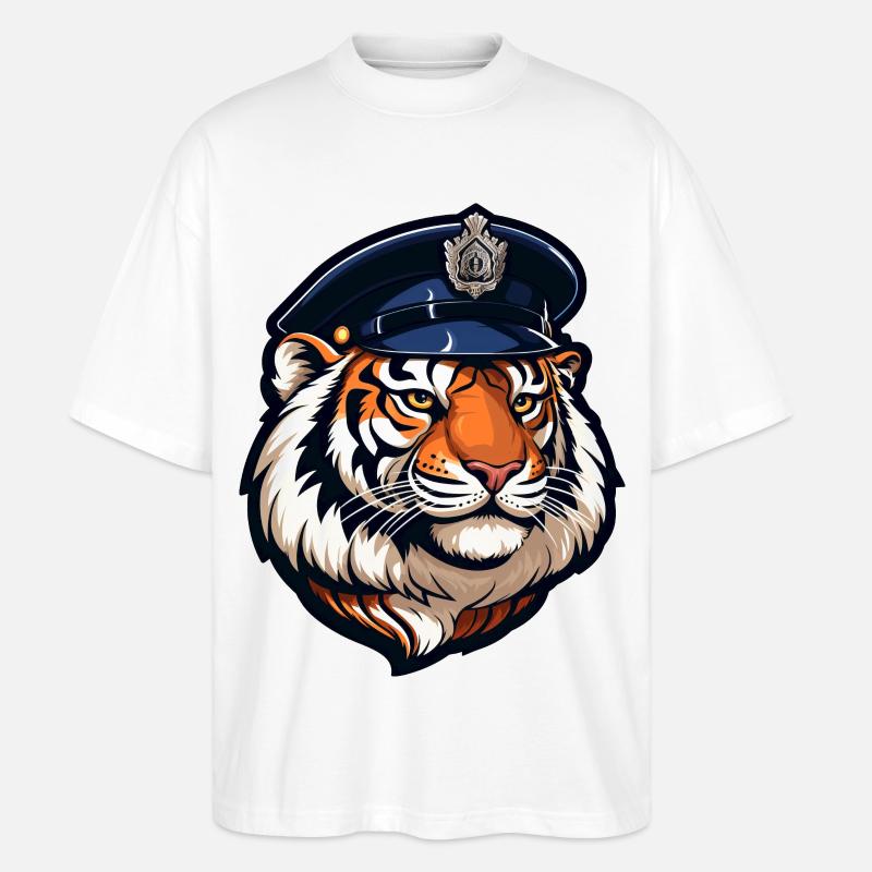 Tiger Polizist - Stanley/Stella Oversized Unisex Bio T-Shirt Blaster 2.0 - Weiß