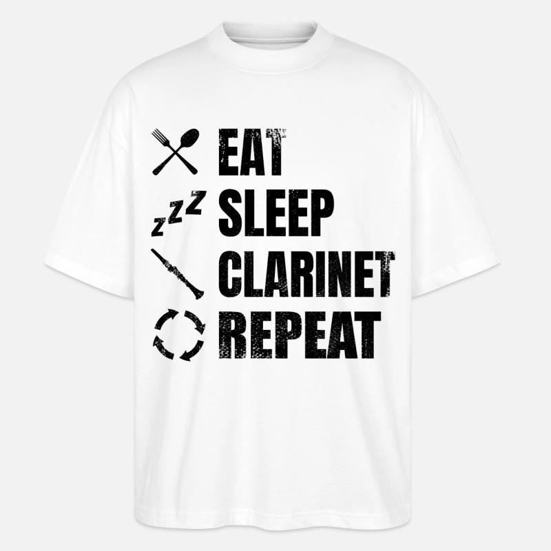Klarinettist Tägliche Routine - Stanley/Stella Oversized Unisex Bio T-Shirt Blaster 2.0 - Weiß
