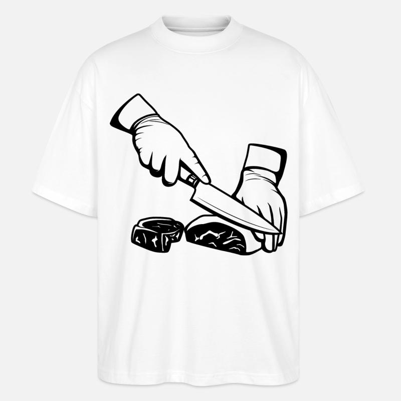 Fleisch schneiden - Stanley/Stella Oversized Unisex Bio T-Shirt Blaster 2.0 - Weiß