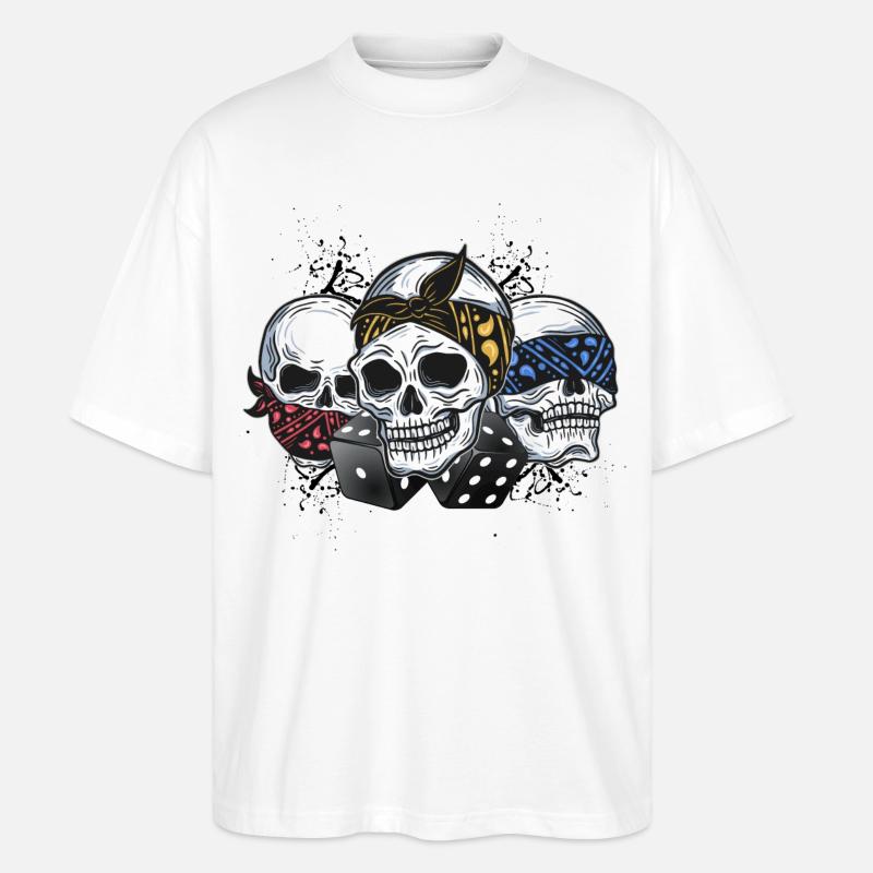 Des crânes avec bandana ! - T-shirt bio Blaster 2.0 coupe oversize Stanley/Stella Unisexe - blanc
