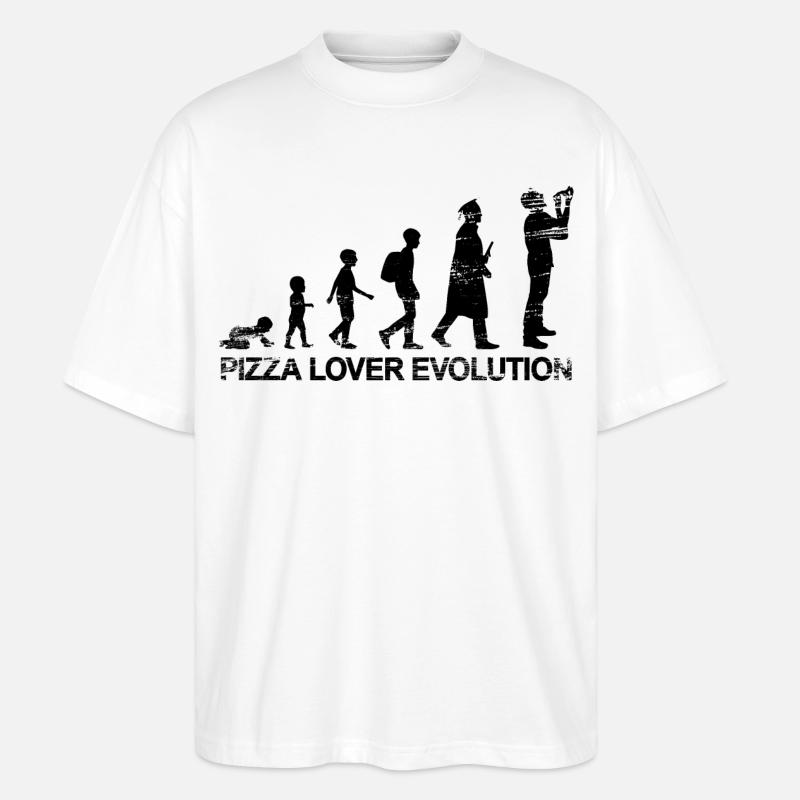 Pizza Lover Evolution - Stanley/Stella Oversized Unisex Bio T-Shirt Blaster 2.0 - Weiß