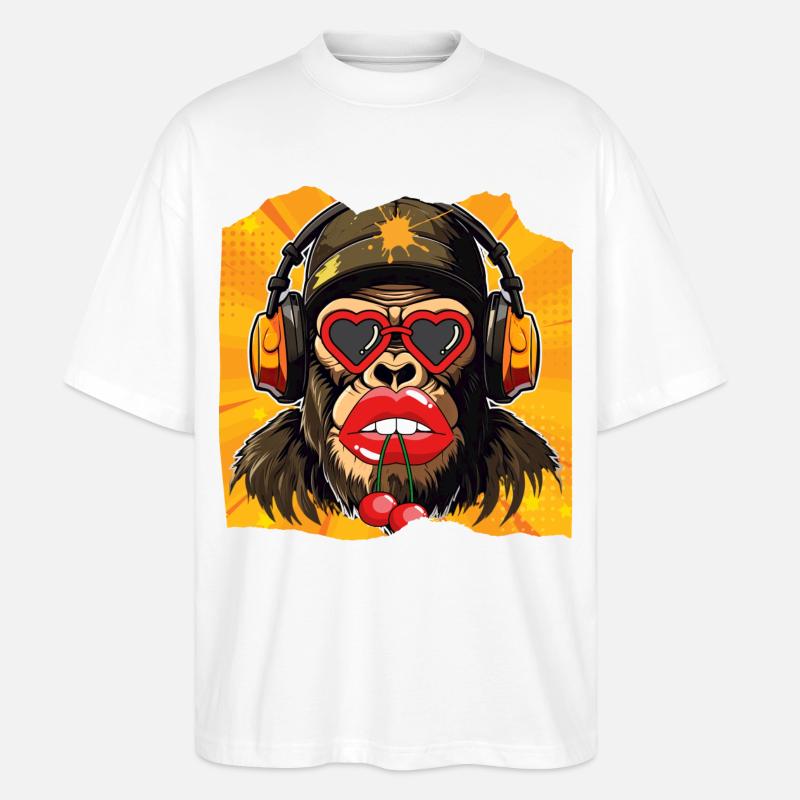 Affe & Kirsche - Stanley/Stella Oversized Unisex Bio T-Shirt Blaster 2.0 - Weiß