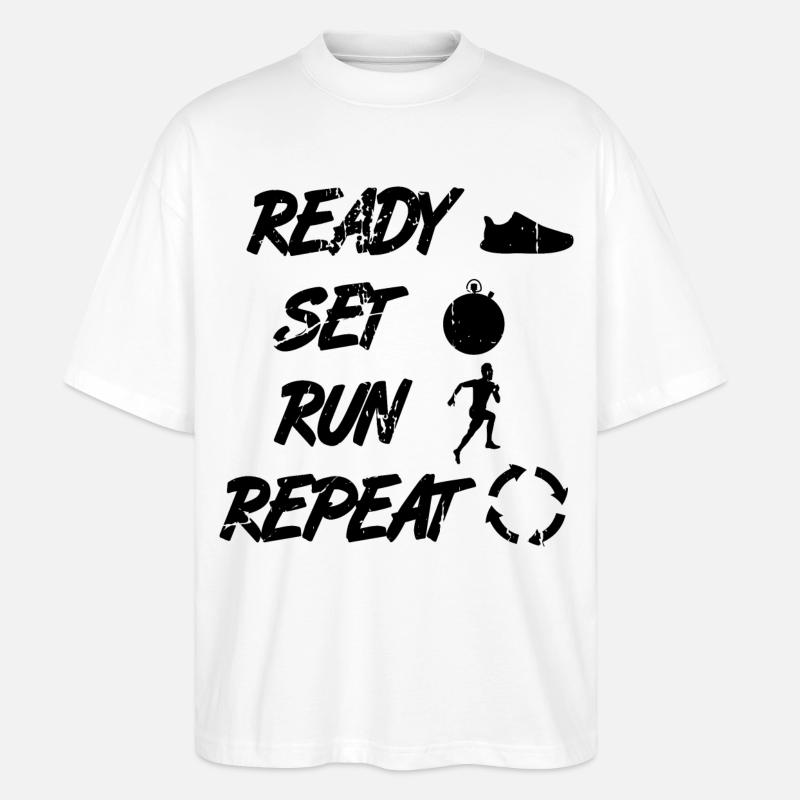 Lustige Läufer Routine - Stanley/Stella Oversized Unisex Bio T-Shirt Blaster 2.0 - Weiß