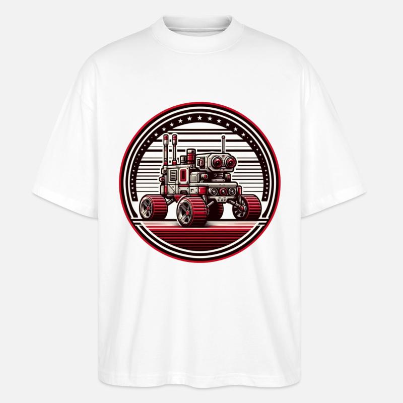 "Himmlischer Entdecker" - Space Rover Abzeichen - Stanley/Stella Oversized Unisex Bio T-Shirt Blaster 2.0 - Weiß