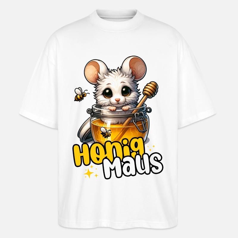 Honigmaus – Süße Maus im Honigglas - Stanley/Stella Oversized Unisex Bio T-Shirt Blaster 2.0 - Weiß
