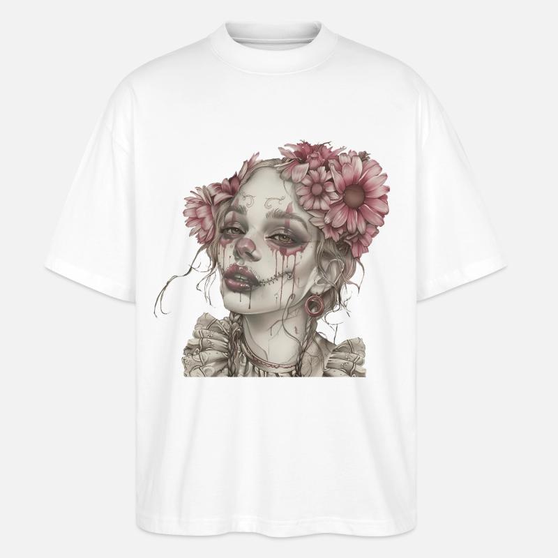 Rosa Calavera - Stanley/Stella Oversized Unisex Bio T-Shirt Blaster 2.0 - Weiß