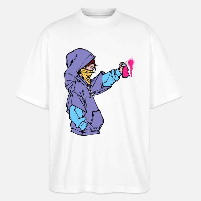 Graffiti Spraydose Kunst Strassenkunst Sprayer - Stanley/Stella Oversized Unisex Bio T-Shirt Blaster 2.0 - Weiß