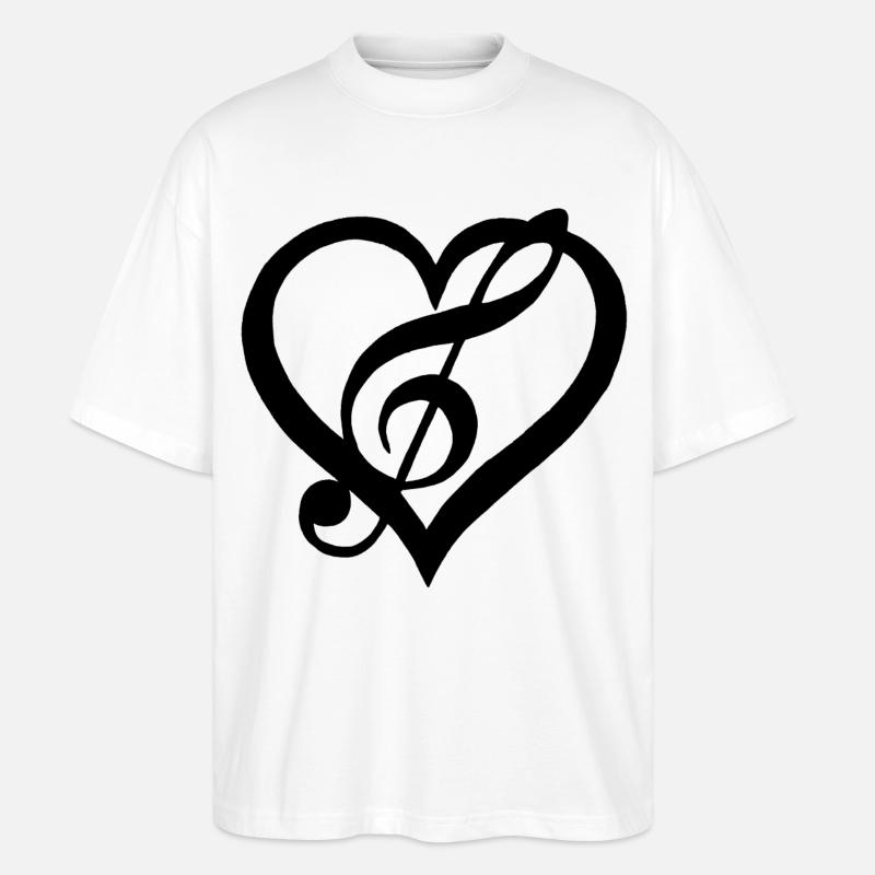 Musik im Herzen (Schwarz) - Stanley/Stella Oversized Unisex Bio T-Shirt Blaster 2.0 - Weiß