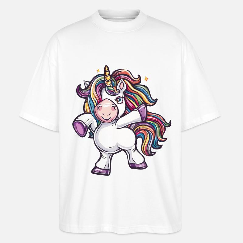 Tanzendes Einhorn - Stanley/Stella Oversized Unisex Bio T-Shirt Blaster 2.0 - Weiß