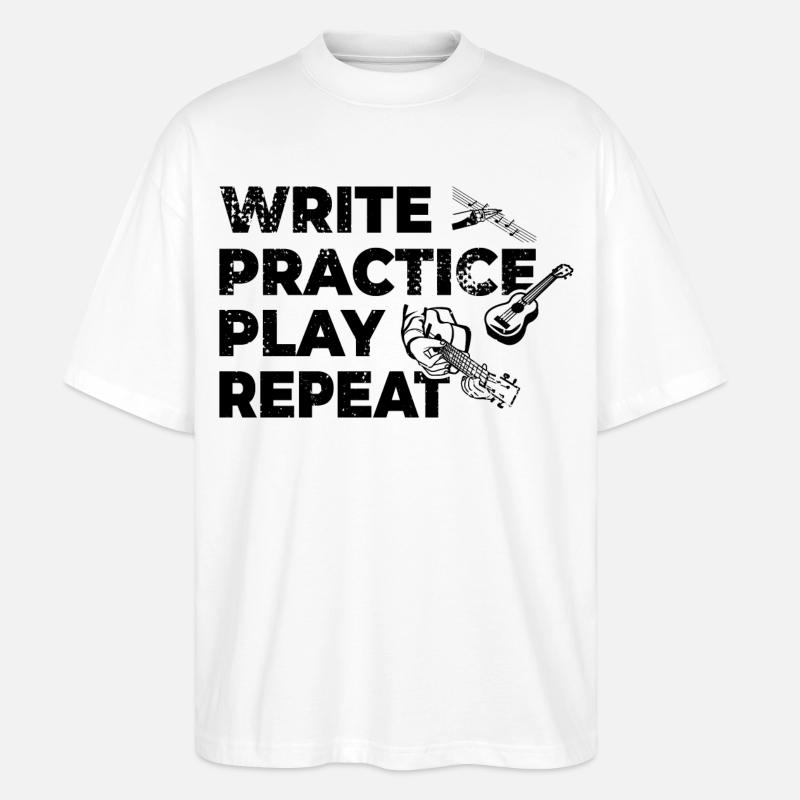 Writing, practicing, playing, repeating - Stanley/Stella Oversized Unisex Organic T-shirt Blaster 2.0 - white