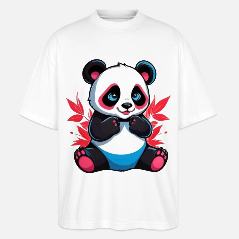 Panda Bär - Stanley/Stella Oversized Unisex Bio T-Shirt Blaster 2.0 - Weiß