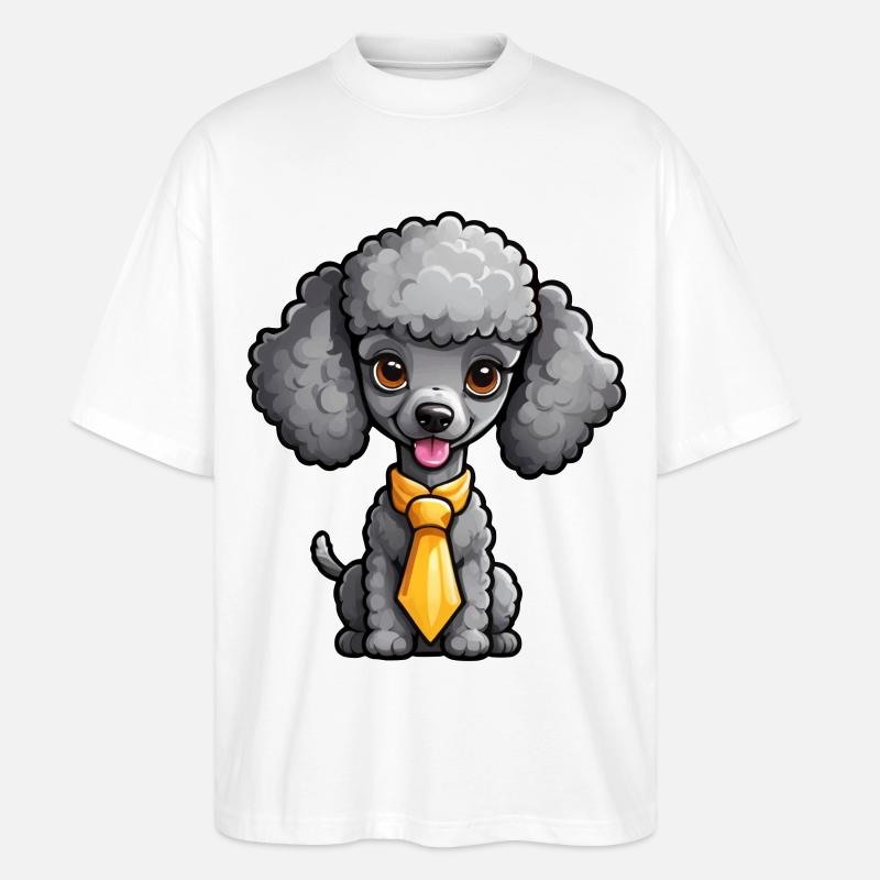 Grauer Pudel mit Krawatte - Stanley/Stella Oversized Unisex Bio T-Shirt Blaster 2.0 - Weiß