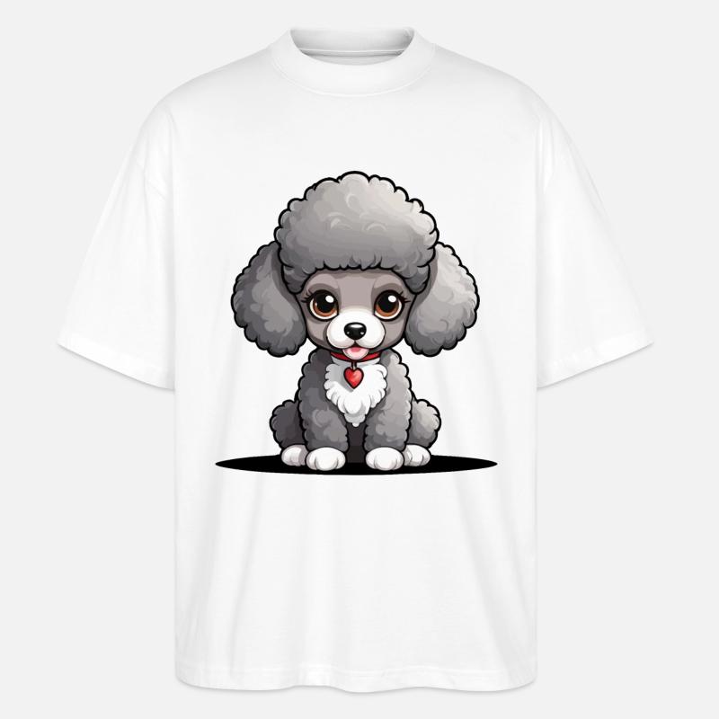 Wuscheliger Pudel mit Herzchen - Stanley/Stella Oversized Unisex Bio T-Shirt Blaster 2.0 - Weiß