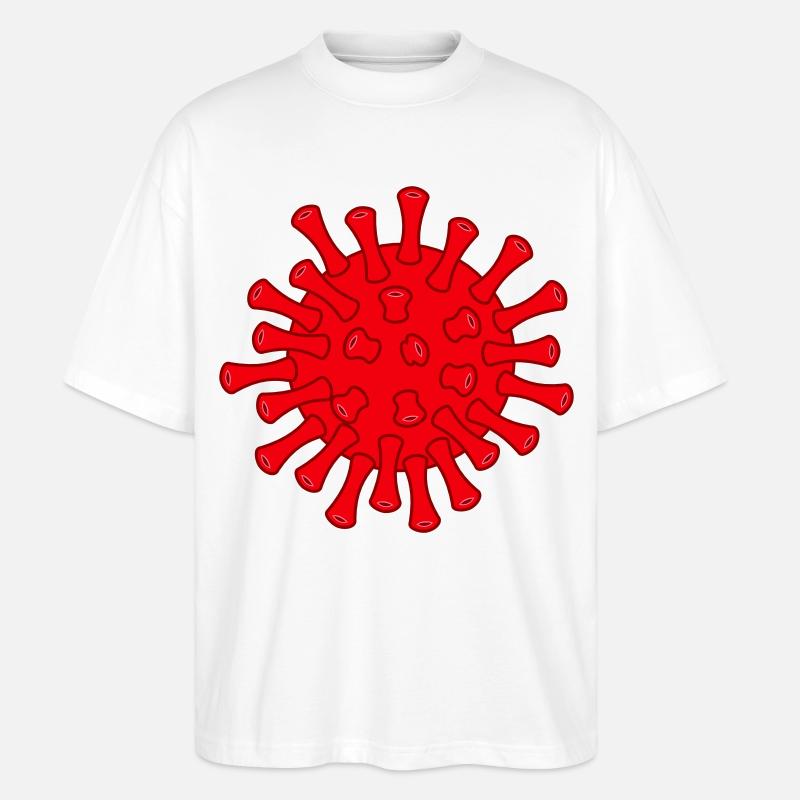 Illustration de la molécule rouge Covid - T-shirt bio Blaster 2.0 coupe oversize Stanley/Stella Unisexe - blanc