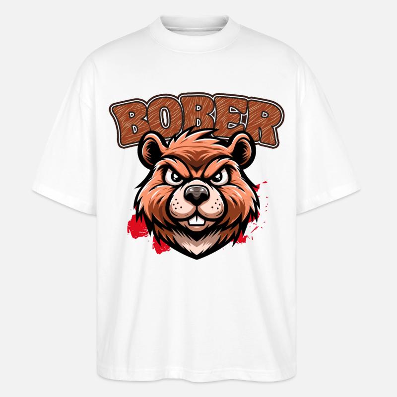 Bober | Polnisches Trenddesign - Stanley/Stella Oversized Unisex Bio T-Shirt Blaster 2.0 - Weiß
