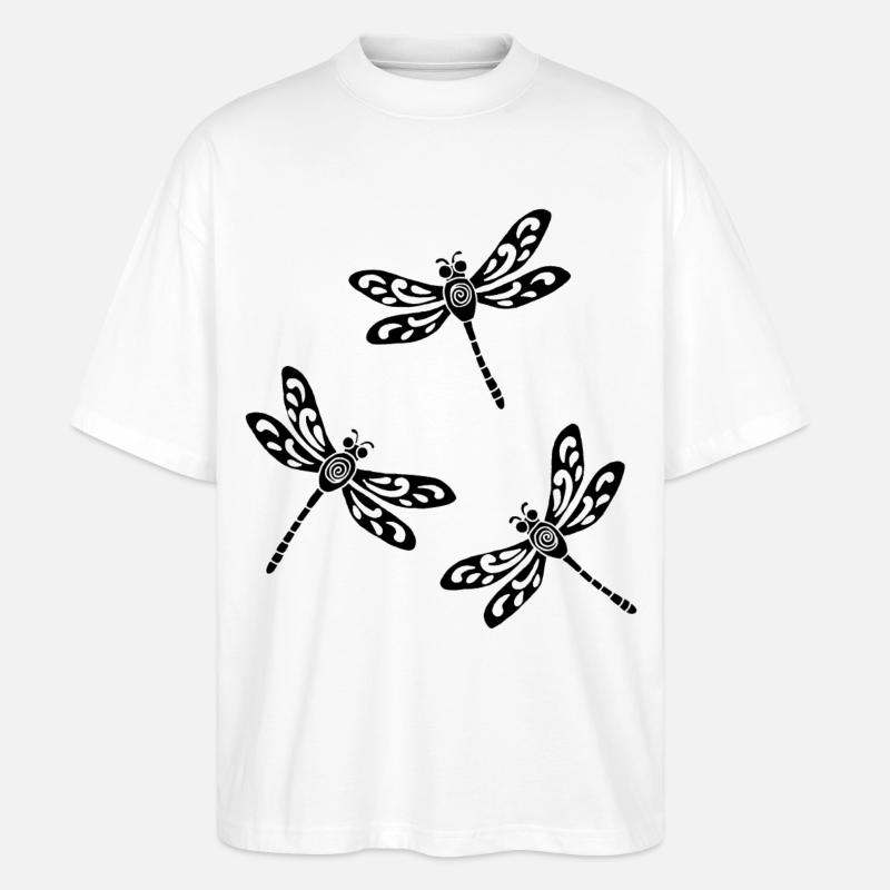 Trio schwarzer Libellen - Stanley/Stella Oversized Unisex Bio T-Shirt Blaster 2.0 - Weiß