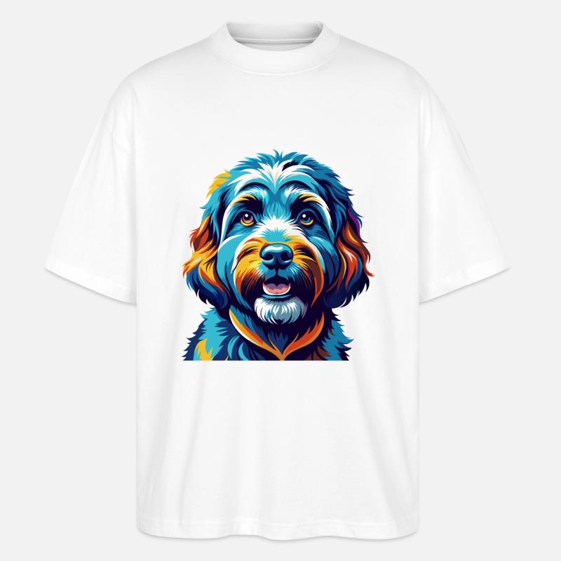Cockapoo Hunderasse Bunt Karikatur Kawaii - Stanley/Stella Oversized Unisex Bio T-Shirt Blaster 2.0 - Weiß