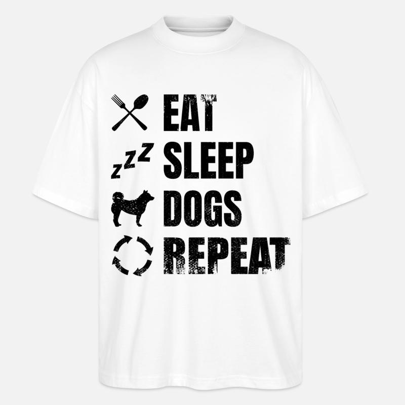 Mangez dormir chiens répéter - T-shirt bio Blaster 2.0 coupe oversize Stanley/Stella Unisexe - blanc