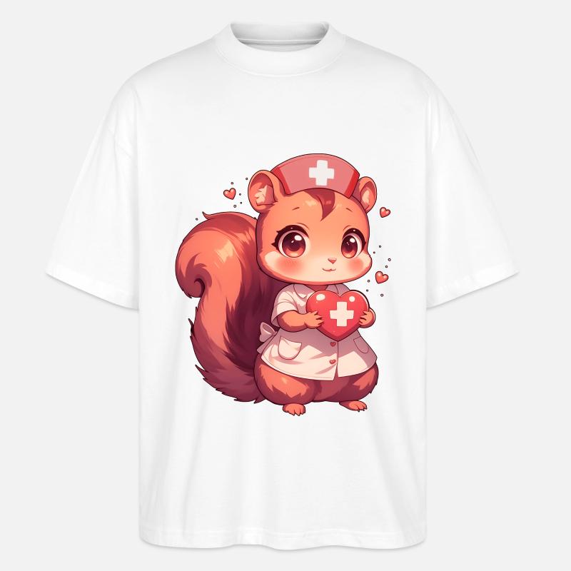 Pflegerin Eichhörnchen Krankenschwester Ärztin - Stanley/Stella Oversized Unisex Bio T-Shirt Blaster 2.0 - Weiß