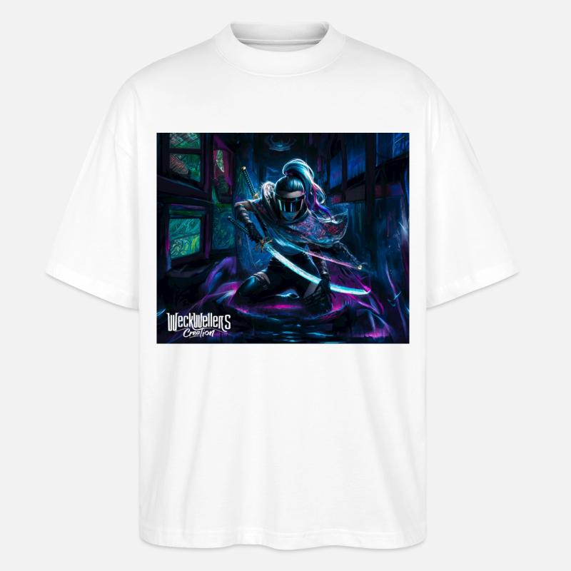 Graffiti Anime Samurai - Stanley/Stella Oversized Unisex Organic T-shirt Blaster 2.0 - white