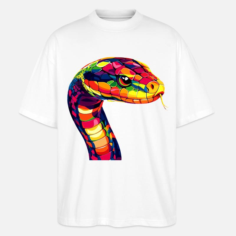 Schlange Python Kobra Mamba Klapperschlange Snake - Stanley/Stella Oversized Unisex Bio T-Shirt Blaster 2.0 - Weiß