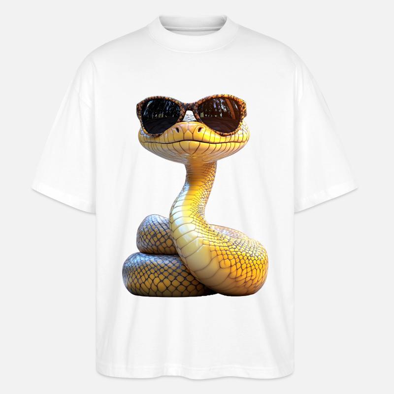 Schlange Python Kobra Mamba Klapperschlange Snake - Stanley/Stella Oversized Unisex Bio T-Shirt Blaster 2.0 - Weiß