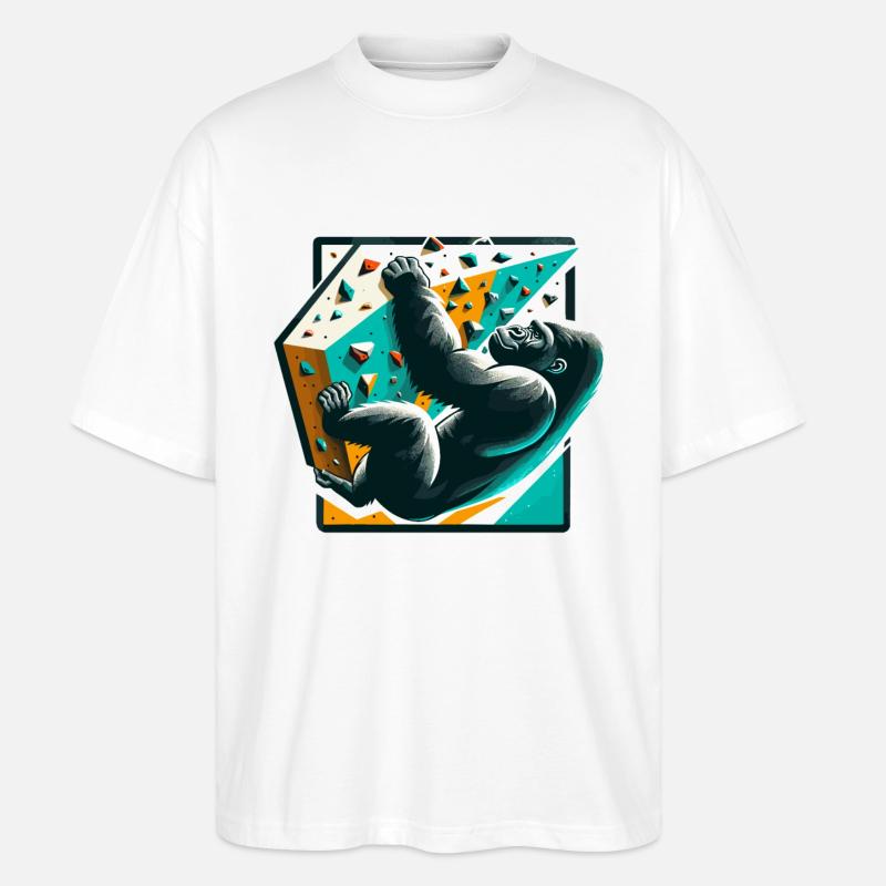 Bouldern Gorilla Geschenk - Stanley/Stella Oversized Unisex Bio T-Shirt Blaster 2.0 - Weiß