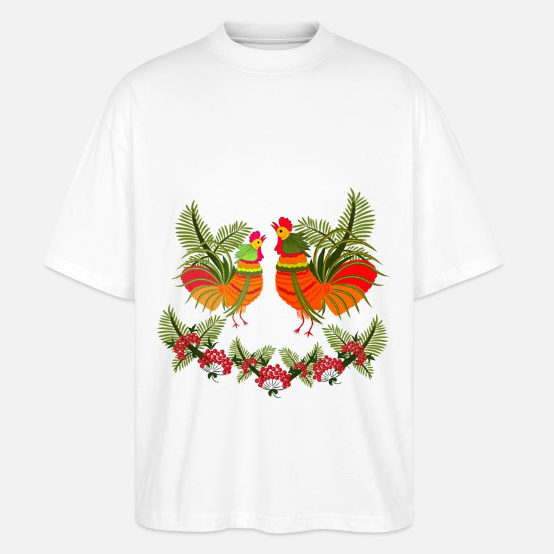 Hahn mit Henne - Stanley/Stella Oversized Unisex Bio T-Shirt Blaster 2.0 - Weiß