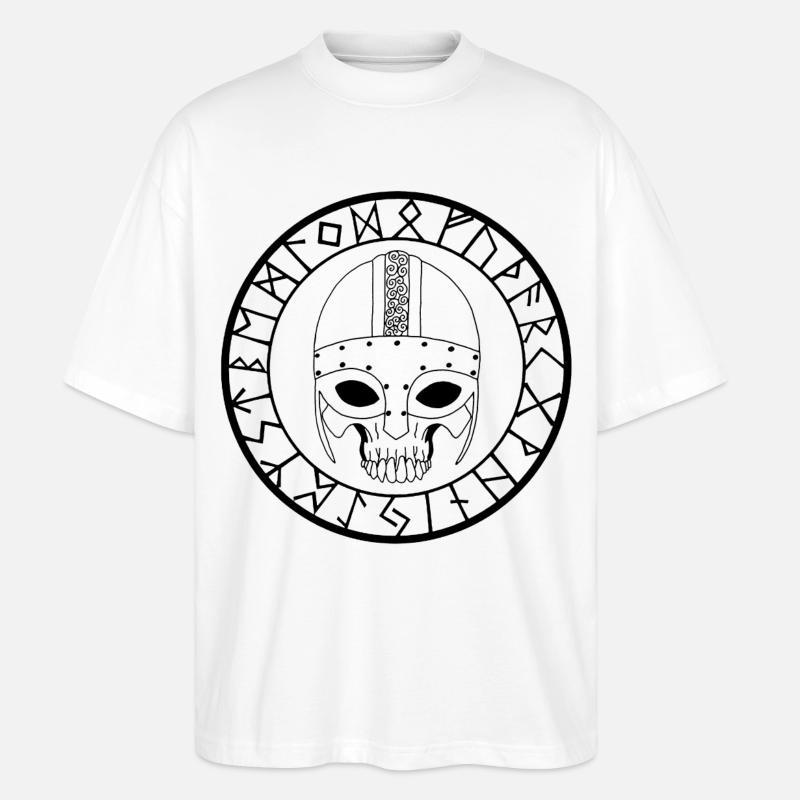 Wikinger Schädel (Schwarz) - Stanley/Stella Oversized Unisex Bio T-Shirt Blaster 2.0 - Weiß