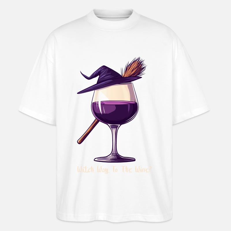 Halloween Hexe Wein Weinglas Weintrinker Geschenk - Stanley/Stella Oversized Unisex Bio T-Shirt Blaster 2.0 - Weiß