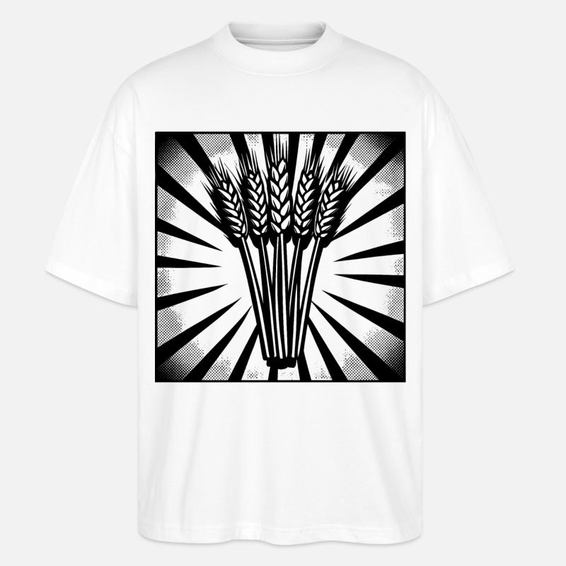 5 Weizenähren Highlight Dunkel - Stanley/Stella Oversized Unisex Bio T-Shirt Blaster 2.0 - Weiß
