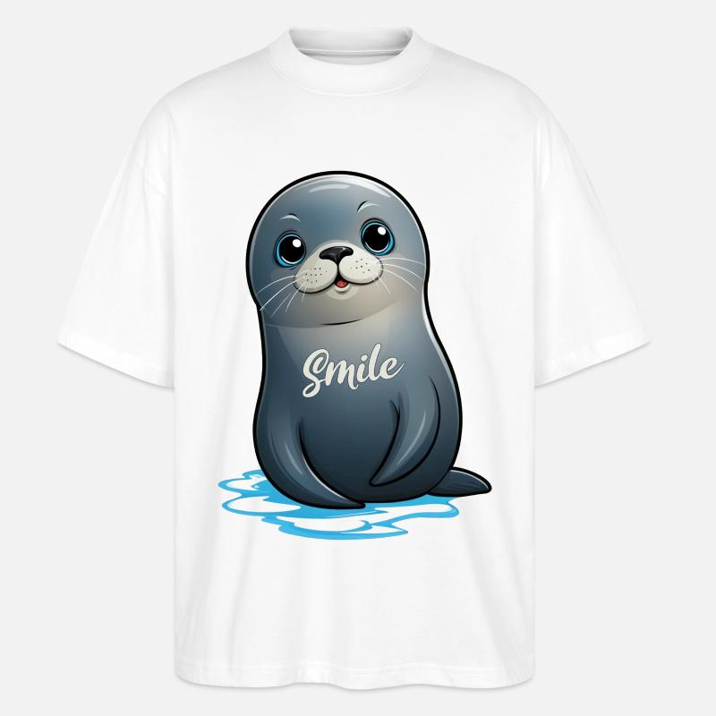 Niedlicher Seehund - Stanley/Stella Oversized Unisex Bio T-Shirt Blaster 2.0 - Weiß