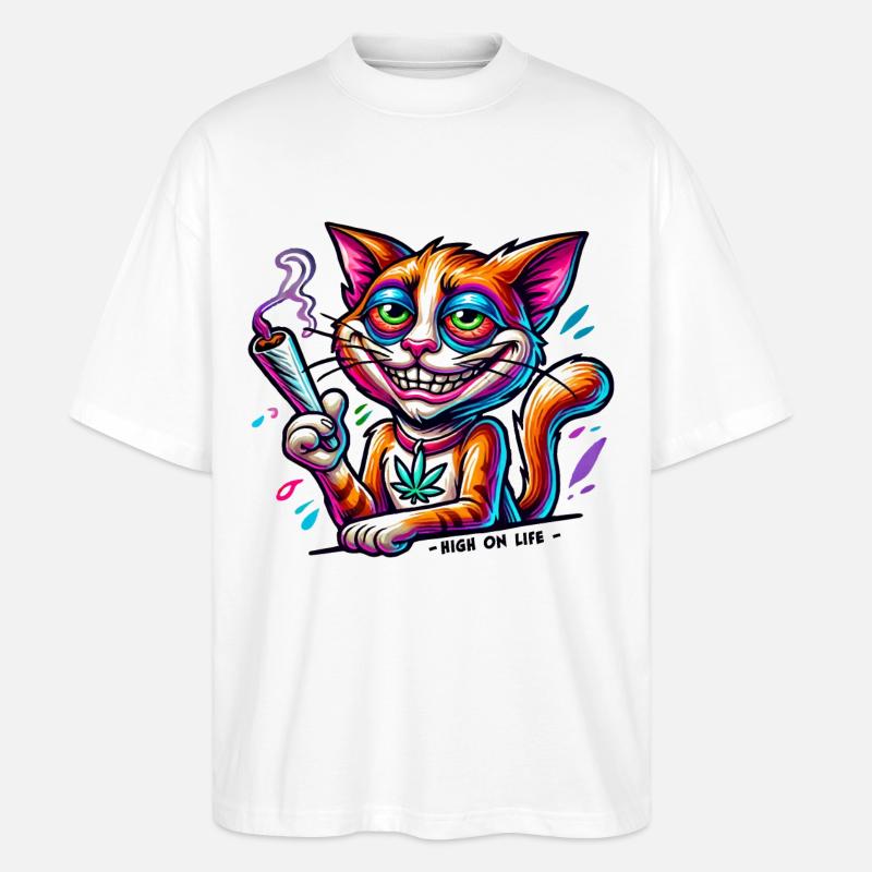 High Cat - High on live - Stanley/Stella Oversized Unisex Bio T-Shirt Blaster 2.0 - Weiß