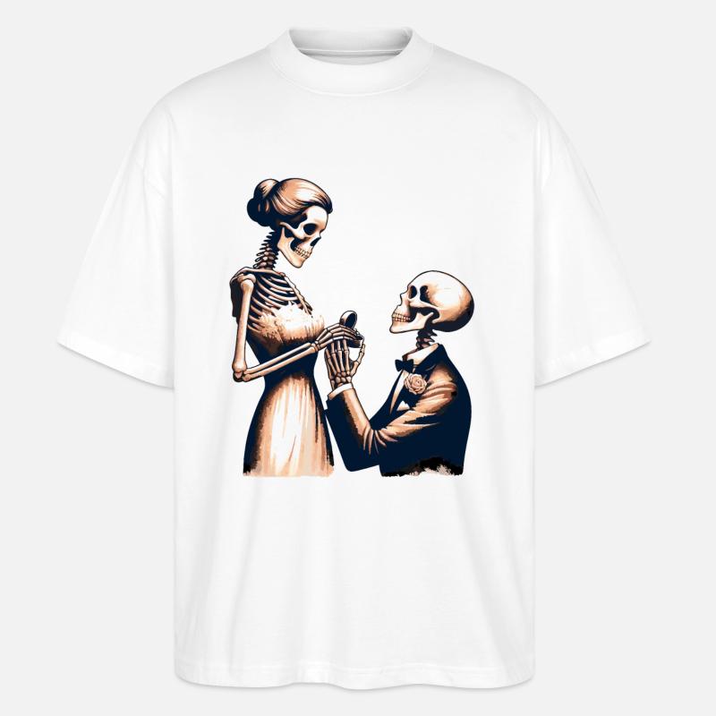 Conception de parodie de squelette de mariage - T-shirt bio Blaster 2.0 coupe oversize Stanley/Stella Unisexe - blanc