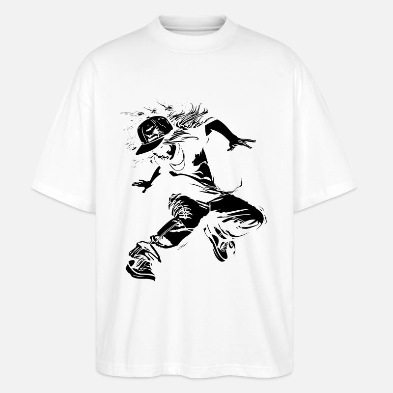 Breakdance Mädchen Zeichnung - Stanley/Stella Oversized Unisex Bio T-Shirt Blaster 2.0 - Weiß