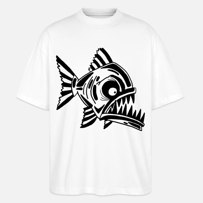 Fleischfressender Schwarzfisch - Stanley/Stella Oversized Unisex Bio T-Shirt Blaster 2.0 - Weiß