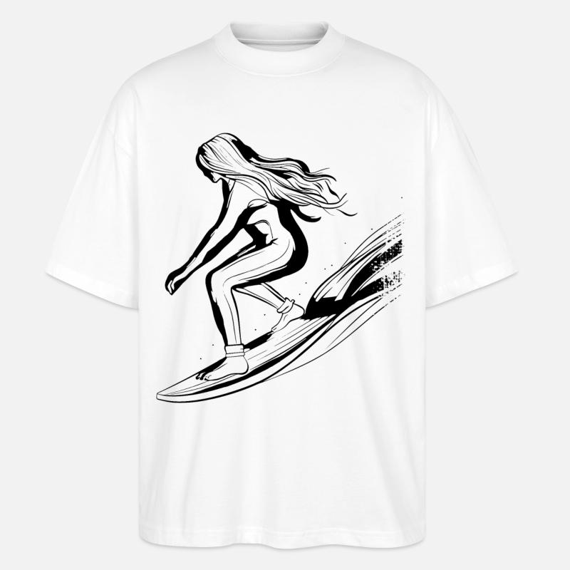 Surfer Mädchen - Stanley/Stella Oversized Unisex Bio T-Shirt Blaster 2.0 - Weiß