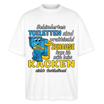 Behinderten Toilette - Stanley/Stella Oversized Unisex Bio T-Shirt Blaster 2.0 - Weiß - Vorne - Alina (178cm) & Michal (187cm)