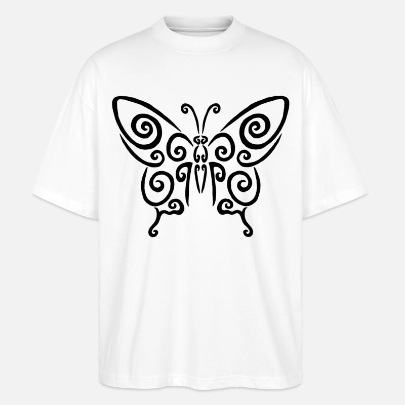 Symbol eines schwarzen Schmetterlings - Stanley/Stella Oversized Unisex Bio T-Shirt Blaster 2.0 - Weiß