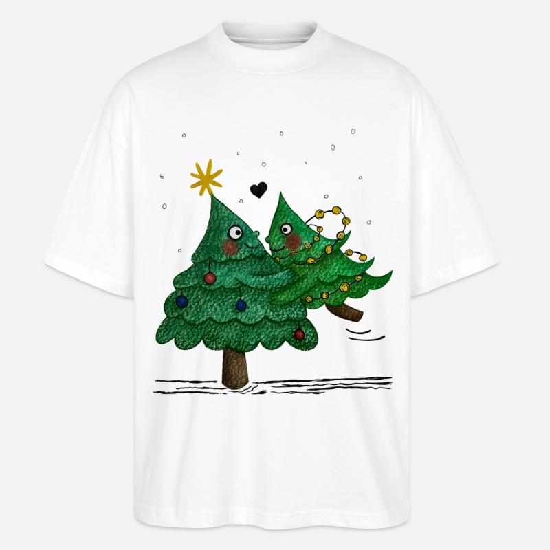 De jolis sapins de Noël - T-shirt bio Blaster 2.0 coupe oversize Stanley/Stella Unisexe - blanc