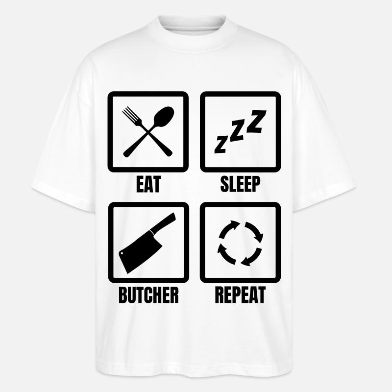 Routine quotidienne du boucher - T-shirt bio Blaster 2.0 coupe oversize Stanley/Stella Unisexe - blanc