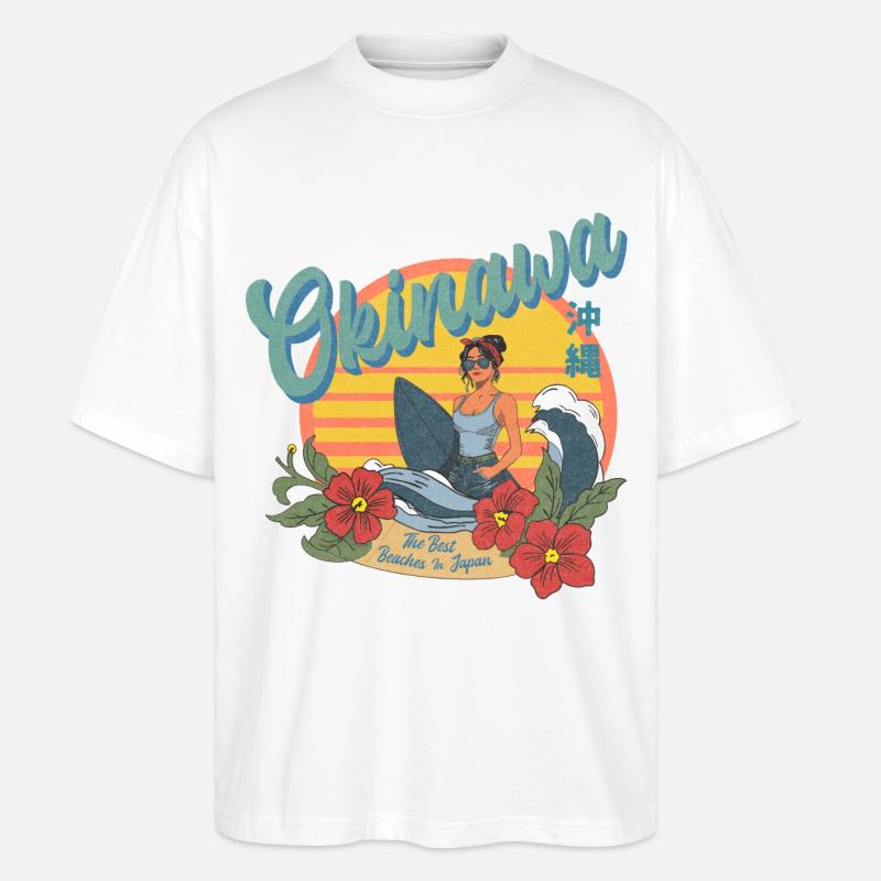 Okinawa Beaches (Halftone Version) - Stanley/Stella Oversized Unisex Bio T-Shirt Blaster 2.0 - Weiß