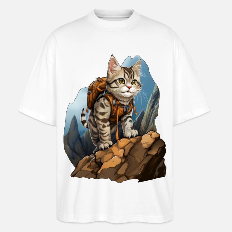 Chats Alpiniste / Chat de randonnée - T-shirt bio Blaster 2.0 coupe oversize Stanley/Stella Unisexe - blanc